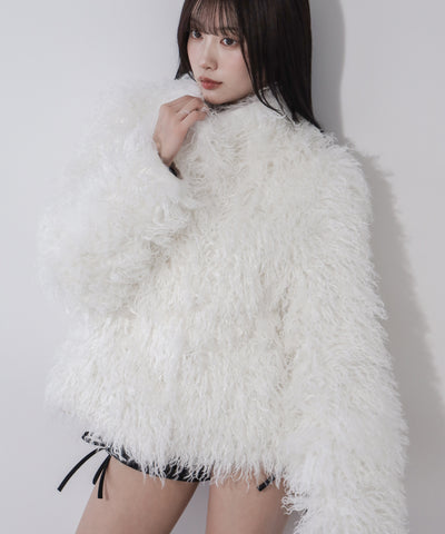 シャギーフェイクファーレディミドルコート ／ shaggy fake fur lady middle coat