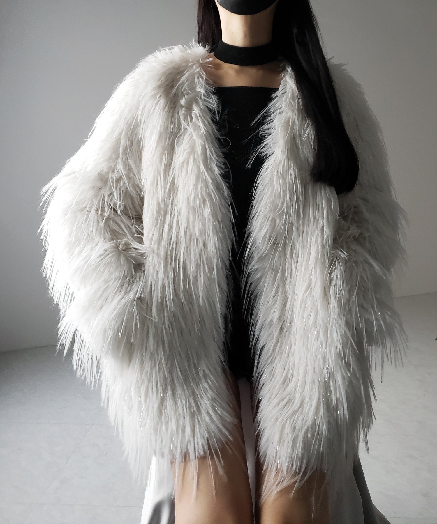 【 ２color 】ラメフェイクファーボリュームシャギーコート ／ rame fake fur volume shaggy coat