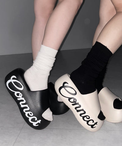 レタリングロゴ厚底スライドサンダル ／ lettering logo platform slide sandals