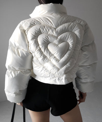 ハートグロッシーショートダウンジャケット ／ heart glossy short down jacket