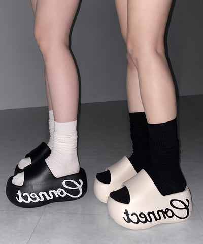 レタリングロゴ厚底スライドサンダル ／ lettering logo platform slide sandals