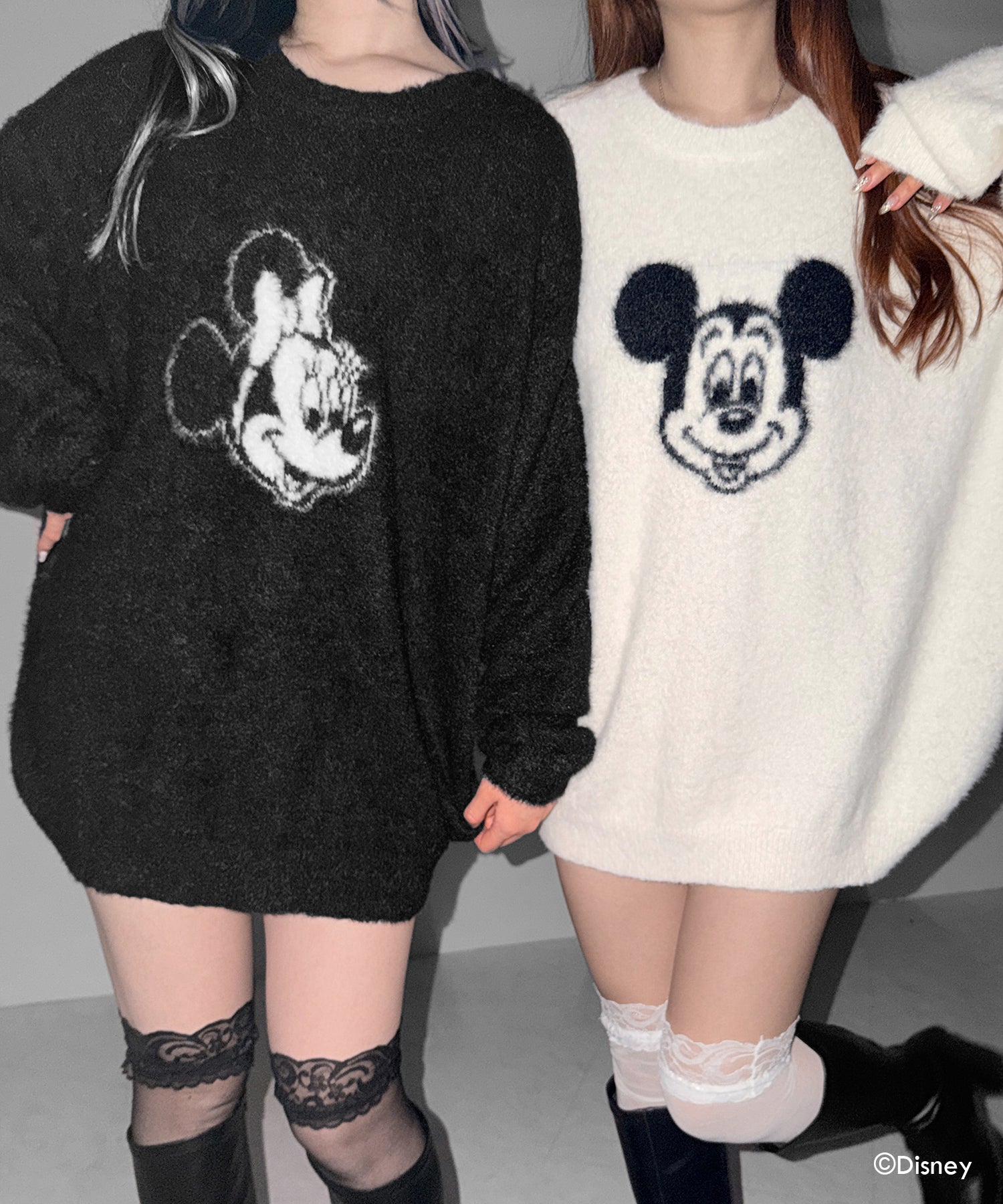 【 Disney 】ミッキー&ミニーオーバーシャギーニット ／ Mickey ＆ Minnie over shaggy knit