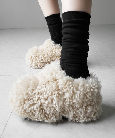 厚底テディボアサボサンダル ／ platform teddy boa sabo sandals