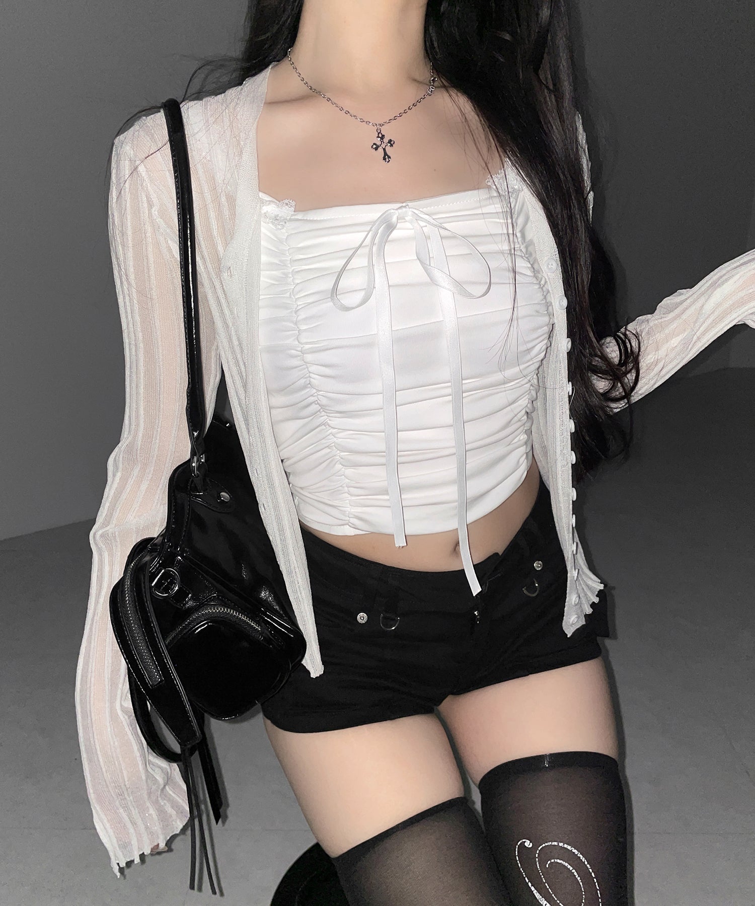 シアーリブニットカーディガン ／ sheer lib knit cardigan