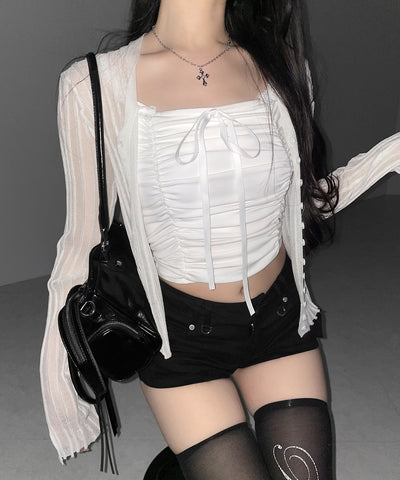 シアーリブニットカーディガン ／ sheer lib knit cardigan