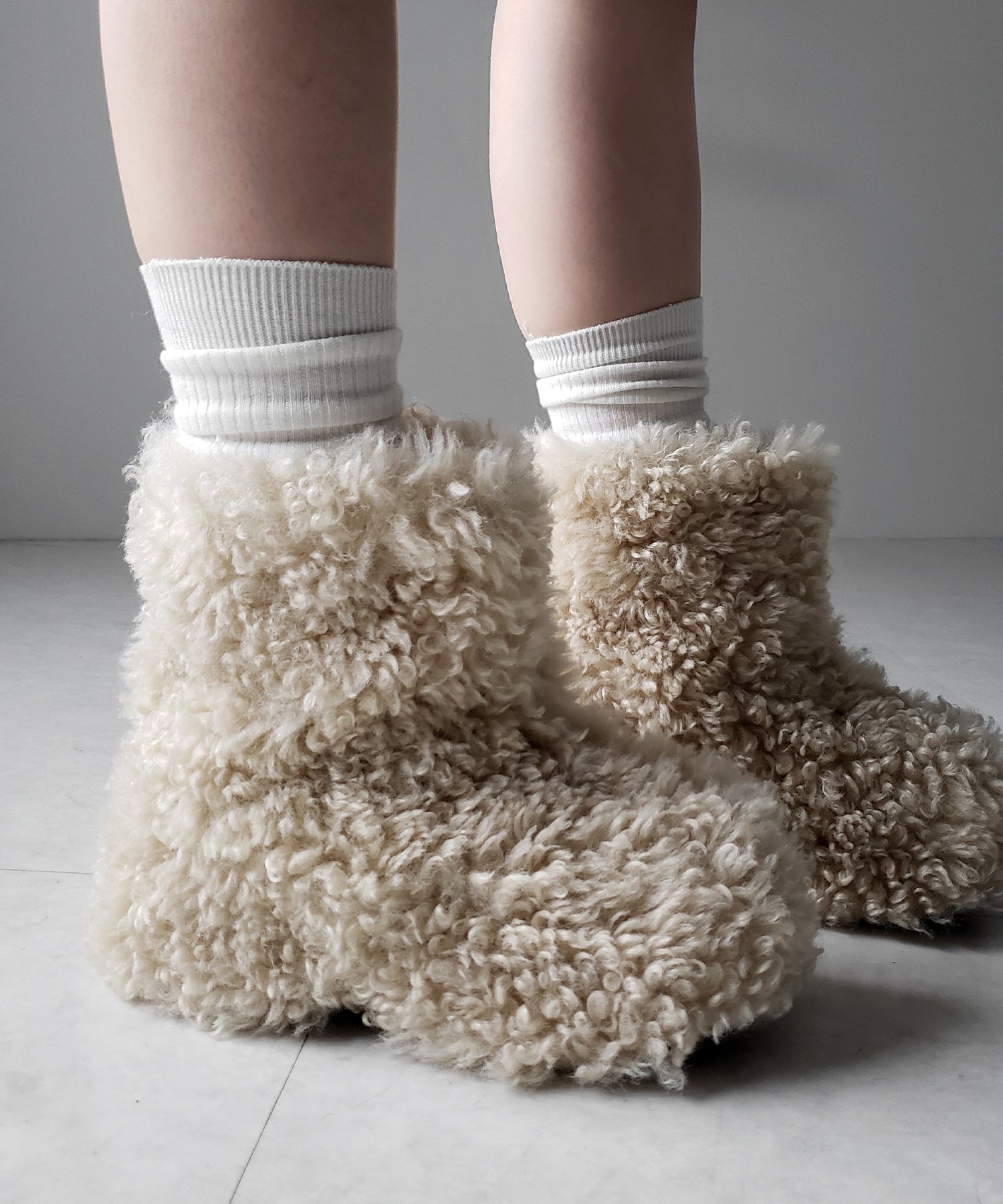 厚底テディボアショートブーツ ／ platform teddy boa short boots