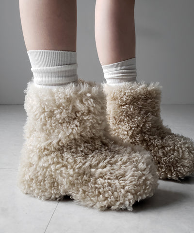 厚底テディボアショートブーツ ／ platform teddy boa short boots