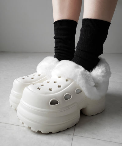 フェイクファー厚底クロッグサンダル ／ Fake fur platform clog sandals