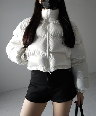 ハートグロッシーショートダウンジャケット ／ heart glossy short down jacket