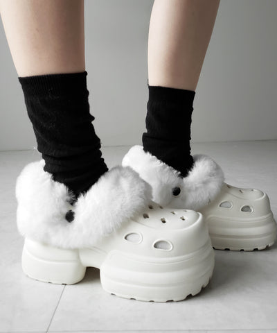 フェイクファー厚底クロッグサンダル ／ Fake fur platform clog sandals