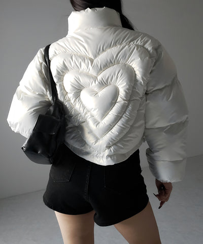 ハートグロッシーショートダウンジャケット ／ heart glossy short down jacket