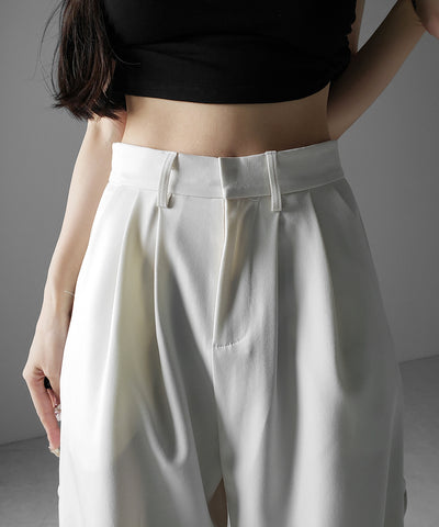 レースアップダブルタックワイドスラックス ／ laceup double tack wide slacks