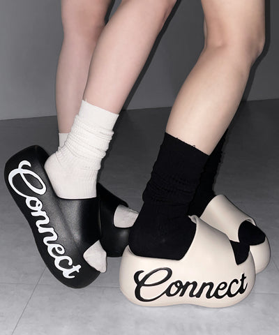 レタリングロゴ厚底スライドサンダル ／ lettering logo platform slide sandals