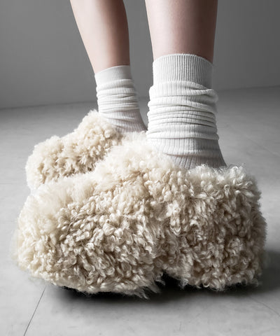 厚底テディボアサボサンダル ／ platform teddy boa sabo sandals