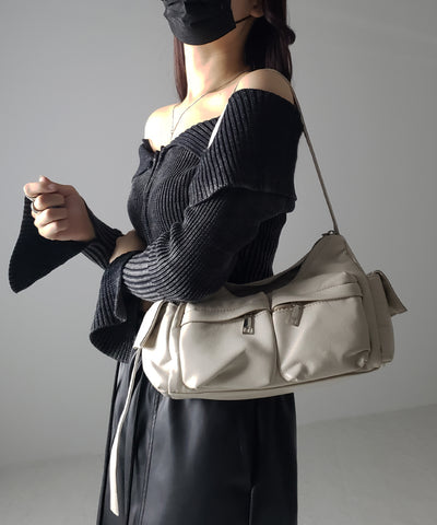 【 ５color ／ ２WAY 】アウトポケットフェイクレザーショルダーバッグ