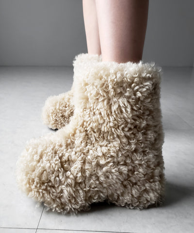 厚底テディボアショートブーツ ／ platform teddy boa short boots