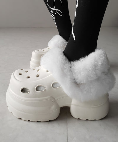 フェイクファー厚底クロッグサンダル ／ Fake fur platform clog sandals