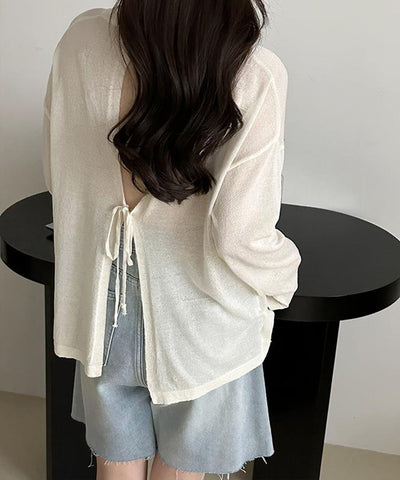 【 選べる７color 】ニュアンスカラーバックスリットオーバーシアーニット ／ nuance color back slit over sheer knit