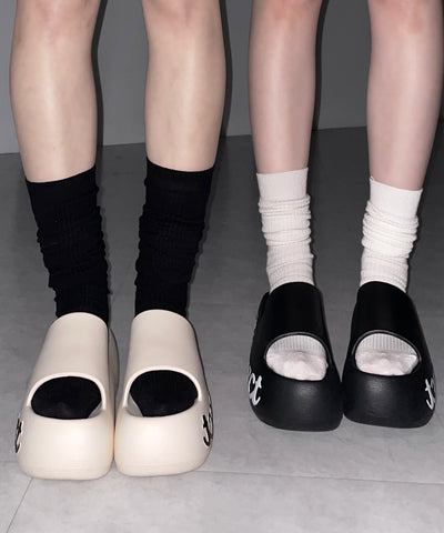レタリングロゴ厚底スライドサンダル ／ lettering logo platform slide sandals
