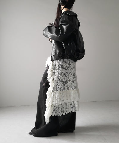 【 ２color 】アシンメトリーフリルレイヤードレースキャミワンピース ／ asymmetry frill layered lace cami onepiece