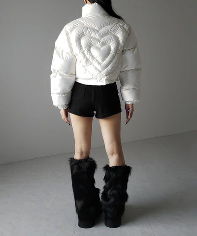 ハートグロッシーショートダウンジャケット ／ heart glossy short down jacket
