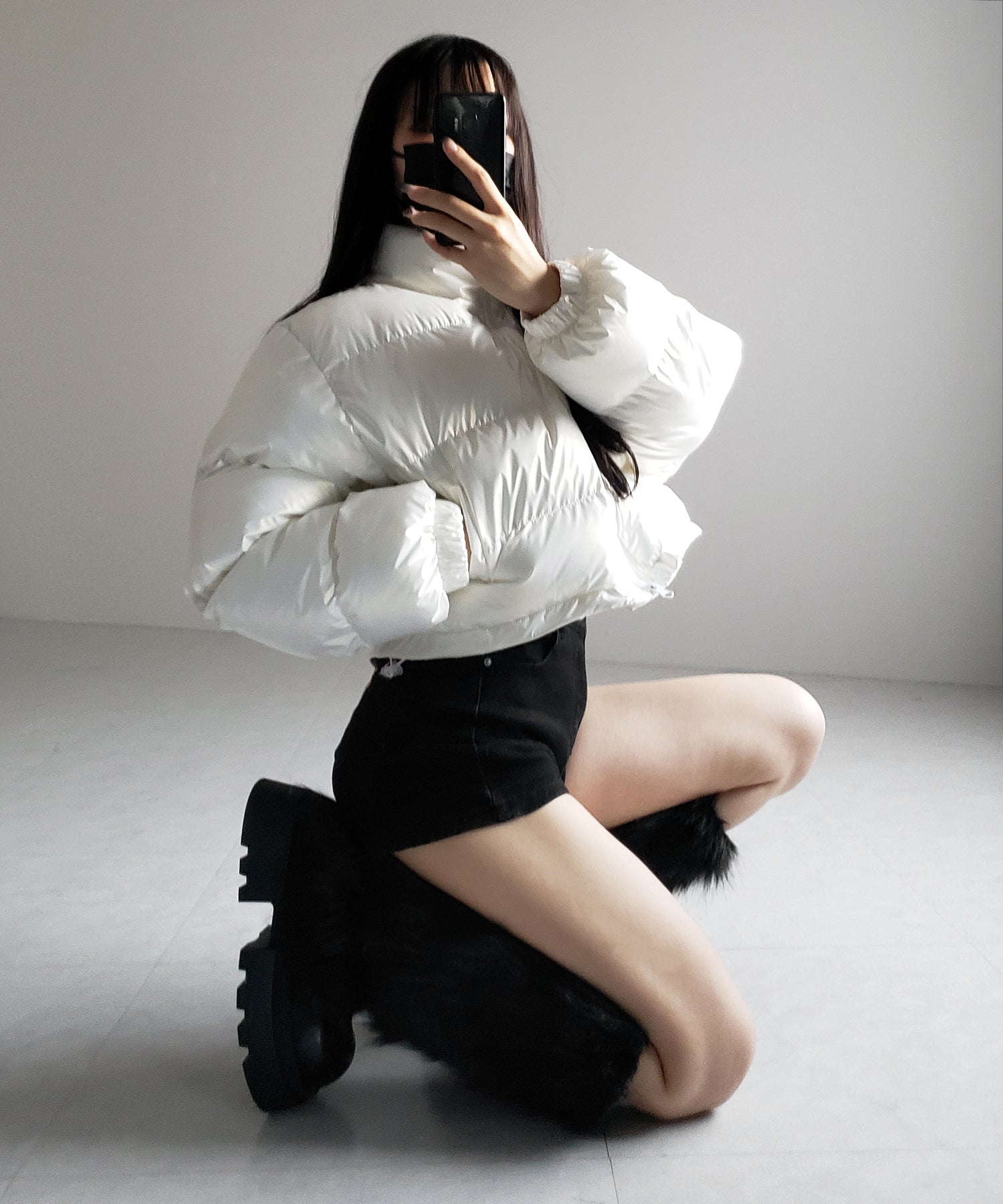 ハートグロッシーショートダウンジャケット ／ heart glossy short down jacket