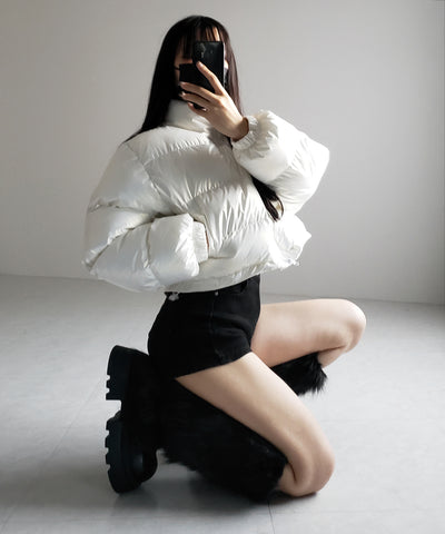 ハートグロッシーショートダウンジャケット ／ heart glossy short down jacket