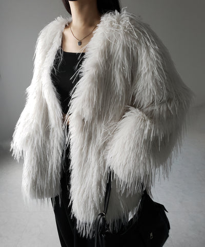 【 ２color 】ラメフェイクファーボリュームシャギーコート ／ rame fake fur volume shaggy coat