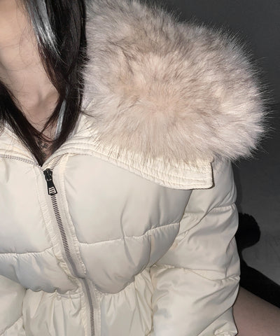 ファーカラーウエストマークミディダウンジャケット ／ fur collar waist-mark midi down jacket