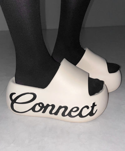 レタリングロゴ厚底スライドサンダル ／ lettering logo platform slide sandals