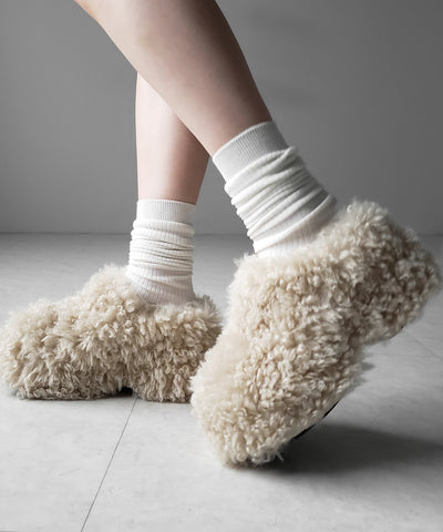 厚底テディボアサボサンダル ／ platform teddy boa sabo sandals