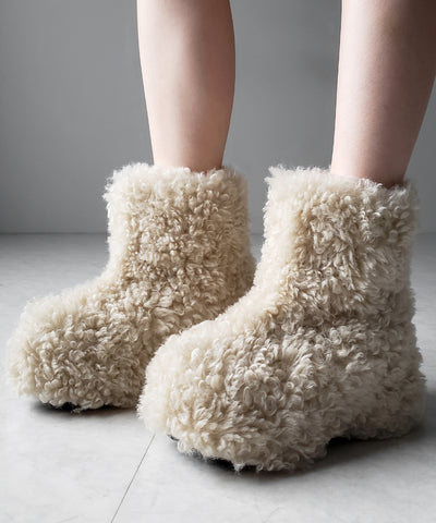 厚底テディボアショートブーツ ／ platform teddy boa short boots