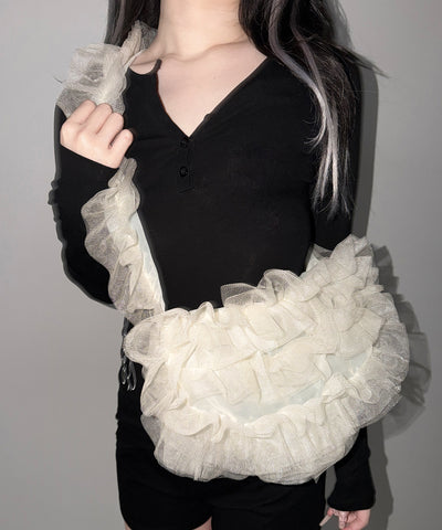 チュールフリルショルダーボディバッグ／ tulle frill shoulder body bag