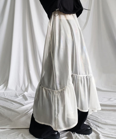 オーロラグロスオーガンジーギャザーフレアキャミワンピース ／ Aurora gloss organdygather flare cami onepiece