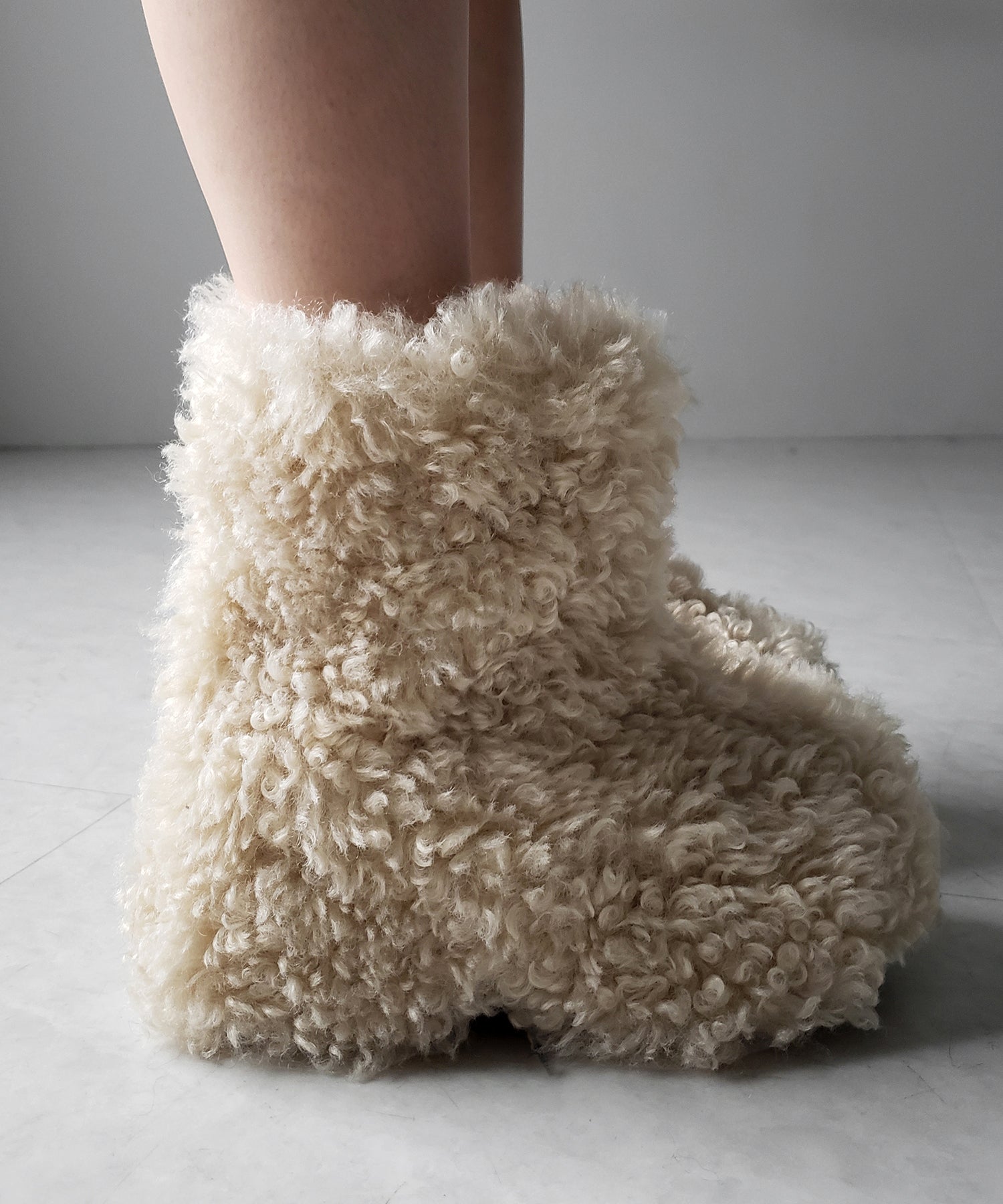 厚底テディボアショートブーツ ／ platform teddy boa short boots