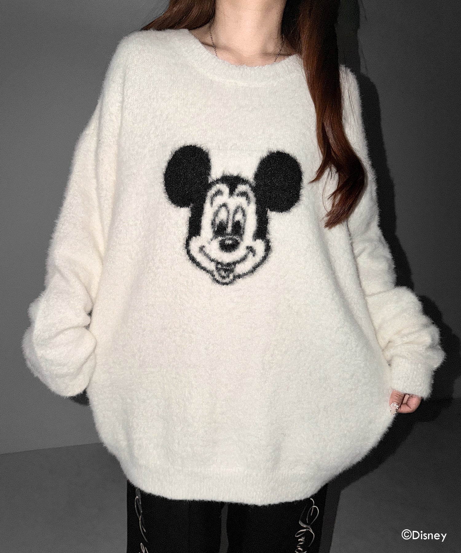 【 Disney 】ミッキー&ミニーオーバーシャギーニット ／ Mickey ＆ Minnie over shaggy knit
