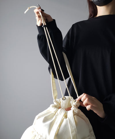 【 ２color 】ティアードフリルBIGキャンバストートバッグ ／ tiered frill big canvas tote bag