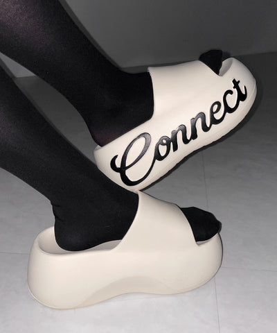 レタリングロゴ厚底スライドサンダル ／ lettering logo platform slide sandals