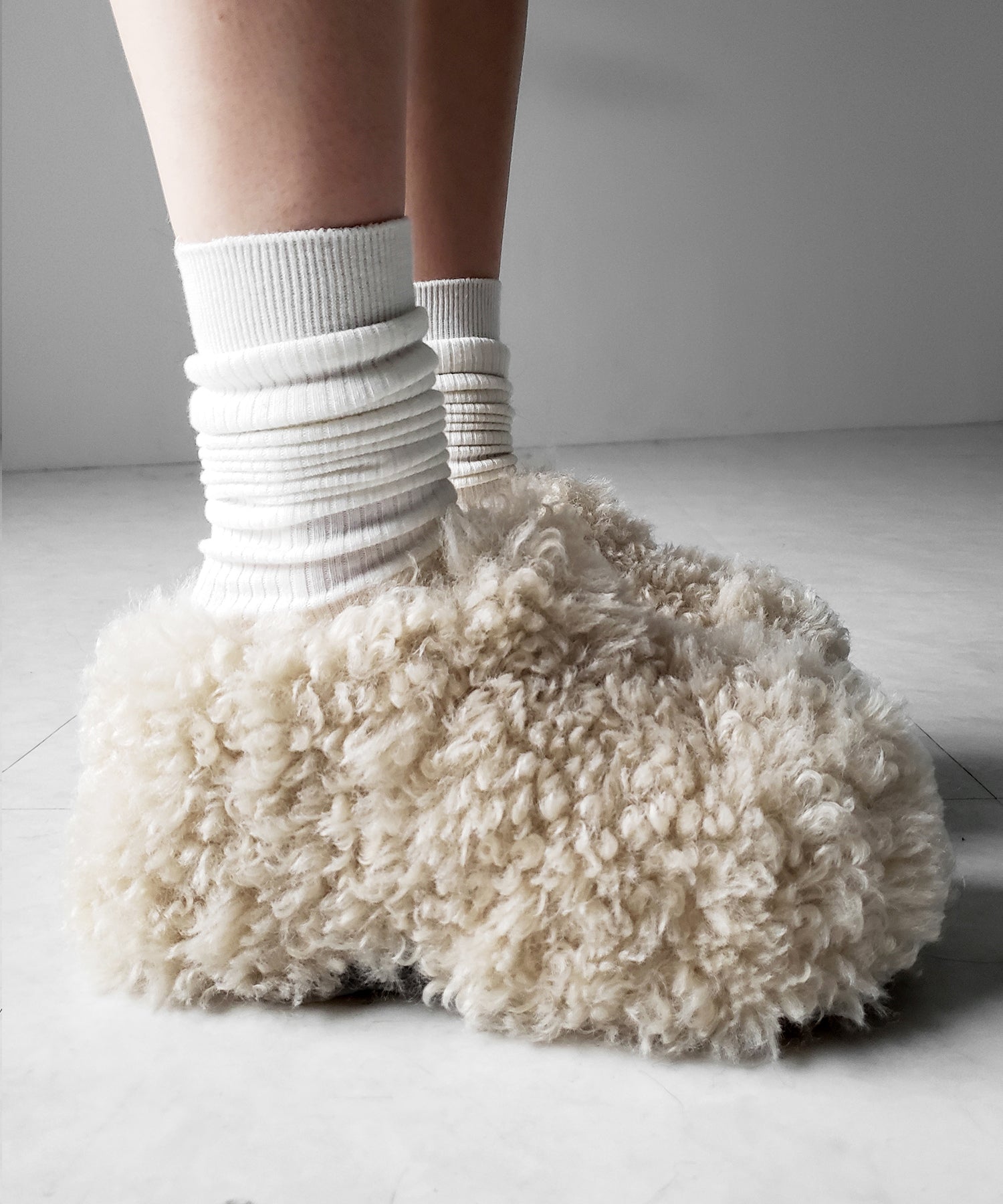 厚底テディボアサボサンダル ／ platform teddy boa sabo sandals