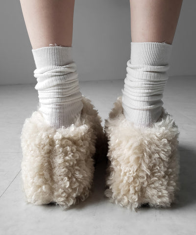 厚底テディボアサボサンダル ／ platform teddy boa sabo sandals