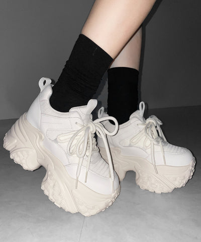 【 +10.5cm盛れ 】レースアップ厚底スニーカー ／ +10.5cm lace-up platform sneakers