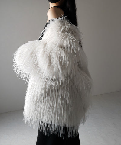 【 ２color 】ラメフェイクファーボリュームシャギーコート ／ rame fake fur volume shaggy coat