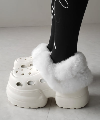 フェイクファー厚底クロッグサンダル ／ Fake fur platform clog sandals