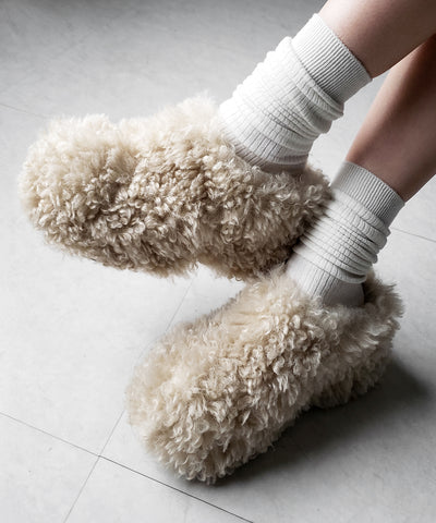 厚底テディボアサボサンダル ／ platform teddy boa sabo sandals