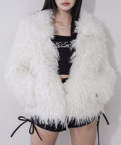 シャギーフェイクファーレディミドルコート ／ shaggy fake fur lady middle coat