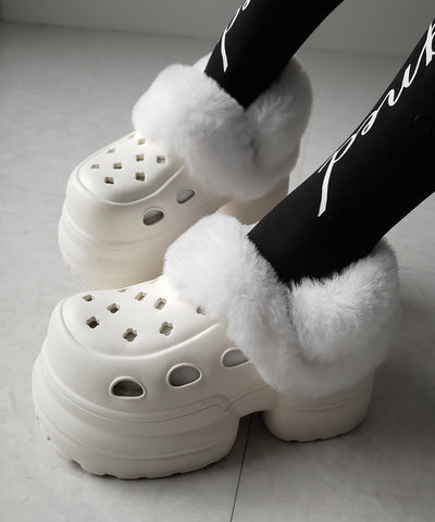 フェイクファー厚底クロッグサンダル ／ Fake fur platform clog sandals