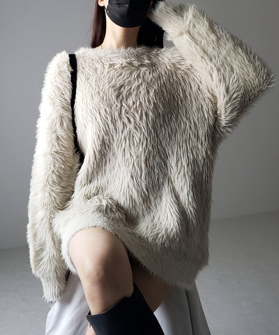 【 ４color 】ビッグシルエットロングシャギールーズニット ／ big silhouette long shaggy loose knit