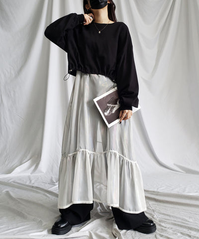 オーロラグロスオーガンジーギャザーフレアキャミワンピース ／ Aurora gloss organdygather flare cami onepiece