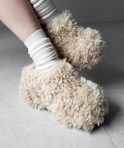 厚底テディボアサボサンダル ／ platform teddy boa sabo sandals