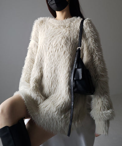 【 ４color 】ビッグシルエットロングシャギールーズニット ／ big silhouette long shaggy loose knit